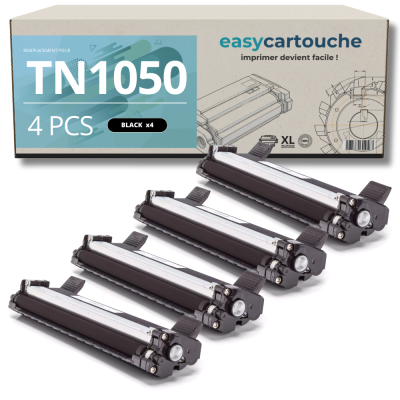 Pack de 4 toners compatibles BROTHER TN-1050 noir